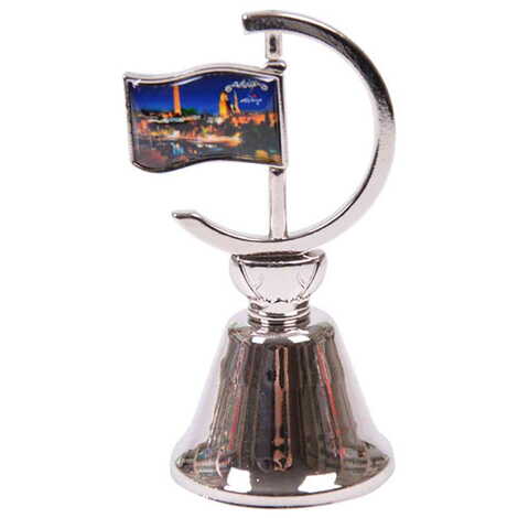 Antalya Themed Collectible Souvenir Double Face Metal Spinner Flag Bell 44x96 mm