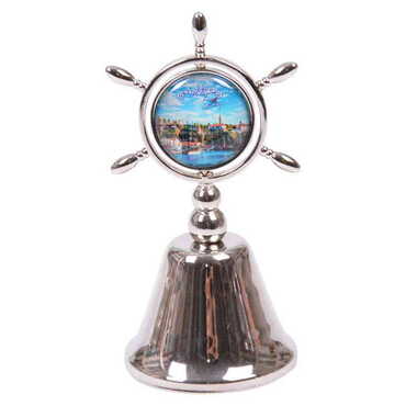 Myros - Antalya Themed Collectible Souvenir Double Face Metal Spinner Rudder Bell 44x92 mm