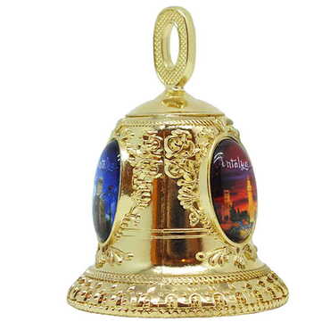 Myros - Antalya Themed Collectible Souvenir Metal Bell - Golden Color 45x60 mm