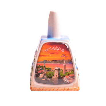 Antalya Themed Collectible Souvenir Turkish Ceramic Bell - Thumbnail