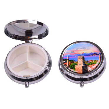 Myros - Antalya Themed Customised Epoxy Round Pill Box 50x15 mm