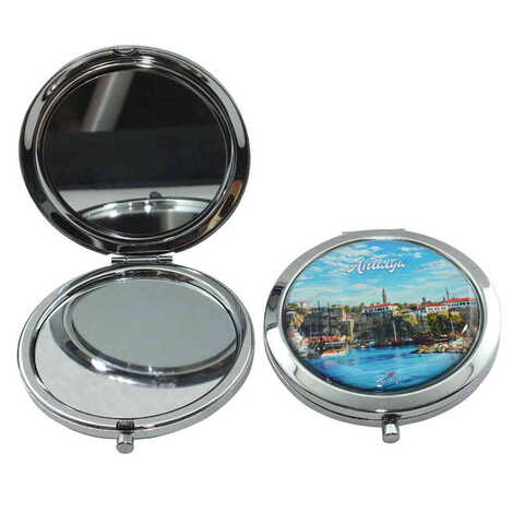 Antalya Themed Customised Metal Epoxy Travel Make Up Compact Mirror 70x11 mm