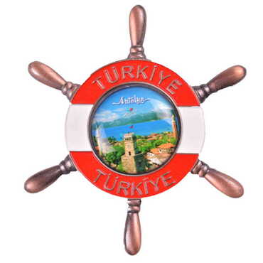 Antalya Themed Customised Metal Rudder Fridge Magnet - Thumbnail