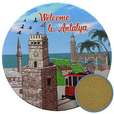 Myros - Antalya Themed Customised Metal Tin Coaster 90 mm