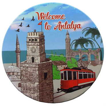 Antalya Themed Customised Metal Tin Coaster 90 mm - Thumbnail