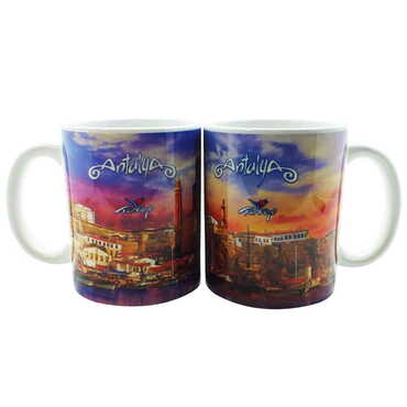 Antalya Themed Customised Porcelain Souvenir Travel Mug 80x95 mm - Thumbnail