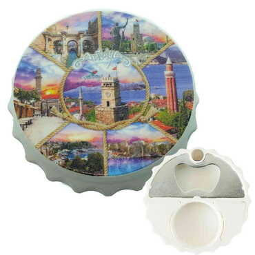 Antalya Themed Customised Uv Printed Bottle Cap Shaped Plastic Base Bottle Opener 63x15 mm - Thumbnail