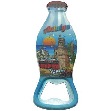 Myros - Antalya Themed Customised Uv Printed Coca Cola Bottle Shape Plastic Base Bottle Opener 42x120 mm