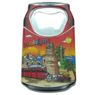 Antalya Themed Customised UV Printed Coca Cola Bottle Shape Plastic Base Bottle Opener 43x80 mm - Thumbnail