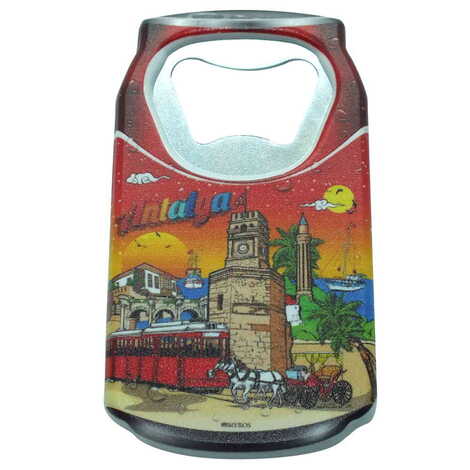 Antalya Themed Customised UV Printed Coca Cola Bottle Shape Plastic Base Bottle Opener 43x80 mm