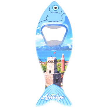 Antalya Themed Customised UV Printed Fish Shape Printed Plastic Base Bottle Opener 42x130 mm - Thumbnail