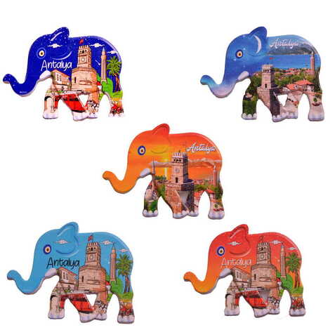 Antalya Themed Customised UV Printed Plastic Base Elephant Shaped Fridge Magnet 86x62 mm - 2