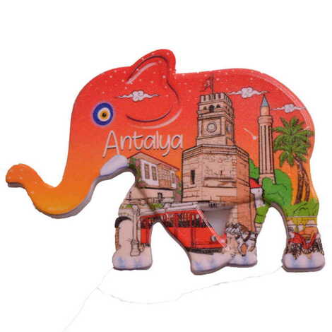 Antalya Themed Customised UV Printed Plastic Base Elephant Shaped Fridge Magnet 86x62 mm - 4