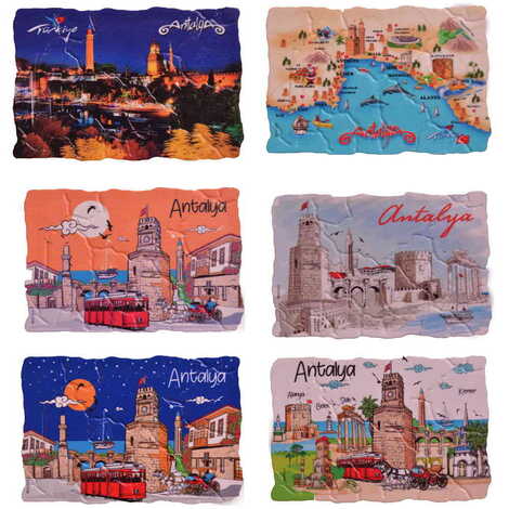 Antalya Themed Customised UV Printed Plastic Base Mosaic Pattern Rectangle Fridge Magnet 80x50 mm - 2