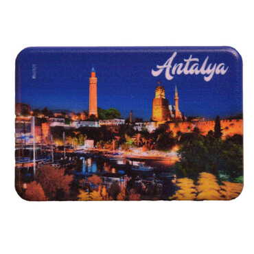 Myros - Antalya Themed Customised UV Printed Plastic Base Rectangle Fridge Magnet 80x50 mm