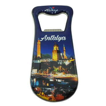 Myros - Antalya Themed Customizable Metal Magnetic Bottle Opener 95x42 mm