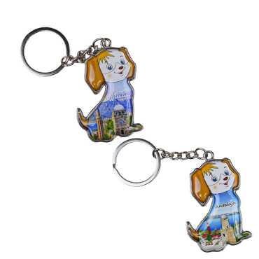 Antalya Themed Dog Shaped Metal Keychain - 2