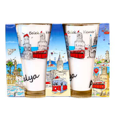 Antalya Themed Double Beer Glass Set - Myros