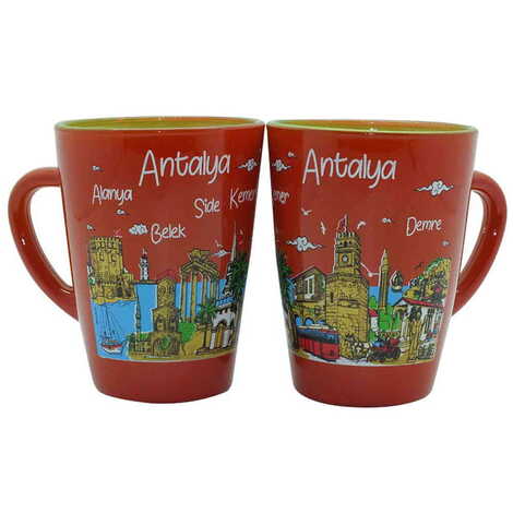 Antalya Themed Duo Colored and Printed Glass Mug - 1
