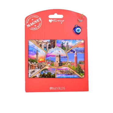 Myros - Antalya Themed Epoxy Dome Backing Card Souvenir Fridge Magnet