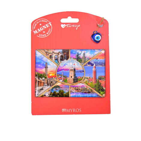 Antalya Themed Epoxy Dome Backing Card Souvenir Fridge Magnet