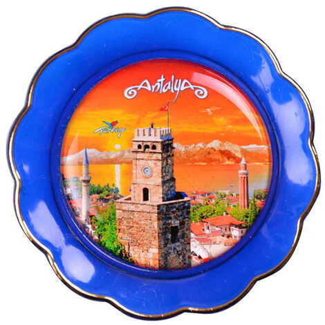 Antalya Themed Epoxy Dome Plate Shaped Souvenir Fridge Magnet 73 mm - 5