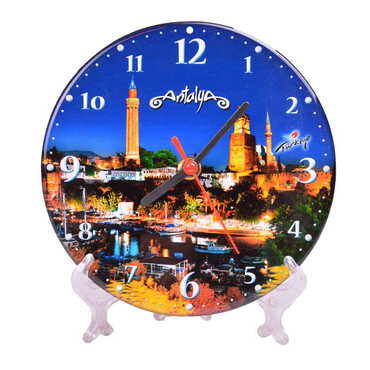 Antalya Themed Epoxy Wall Clock Home Decoration 17 Cm - Thumbnail