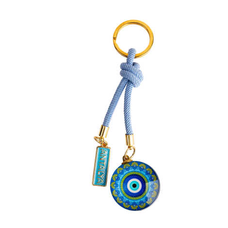Antalya Themed Evil Eye Keychain Gold Collection - 16