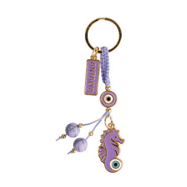 Antalya Themed Evil Eye Keychain Gold Collection - 11