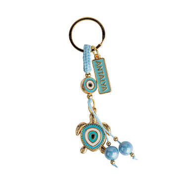 Antalya Themed Evil Eye Keychain Gold Collection - Myros