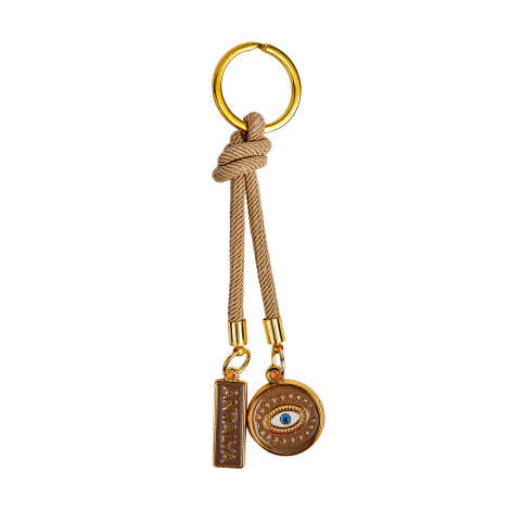 Antalya Themed Evil Eye Keychain Gold Collection - 6