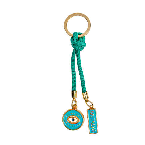 Antalya Themed Evil Eye Keychain Gold Collection - 5