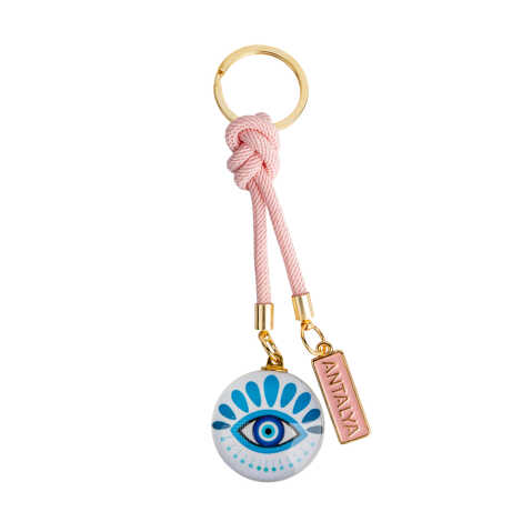 Antalya Themed Evil Eye Keychain Gold Collection - 3