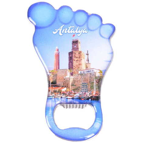 Antalya Themed Foot Shaped Metal Magnetic Bottle Opener 100x59 mm - 5