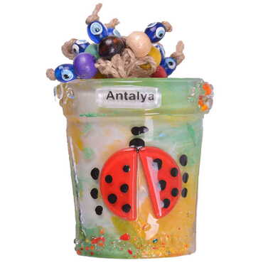 Antalya Themed Glass Bead Pot Magnet 13 - Thumbnail