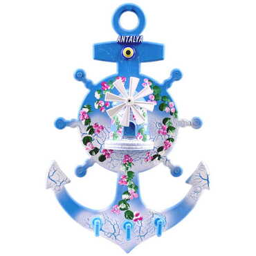 Myros - Antalya Themed Marine Themed Anchor Keychain Hanger