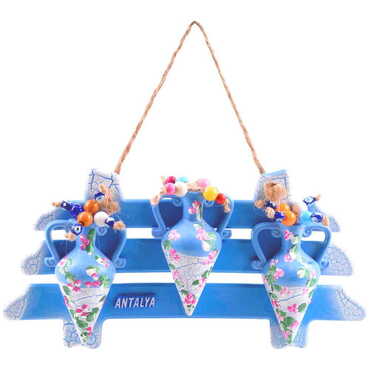 Myros - Antalya Themed Marine Themed Corded Ceramic Pot Wall Hanging Set 3 Pcs