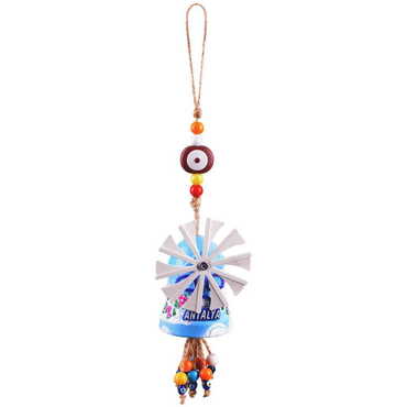 Myros - Antalya Themed Marine Themed Wooden House Souvenir Windmill With Rope