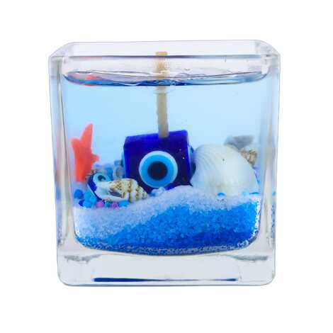 Antalya Themed Medium Square Glass Candle with Gel Wax - 5