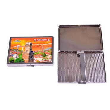 Antalya Themed Metal Cigarette Case 103x80x11 mm - Thumbnail