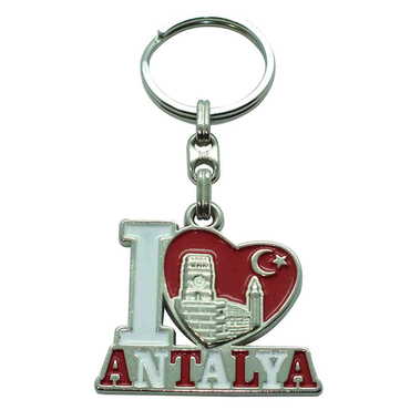 Antalya Themed Metal Customised Enamel Keychain - Thumbnail