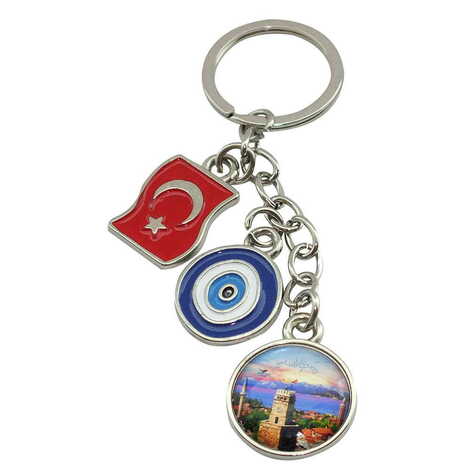 Antalya Themed Metal Evil Eye Enamel Keychain - 5