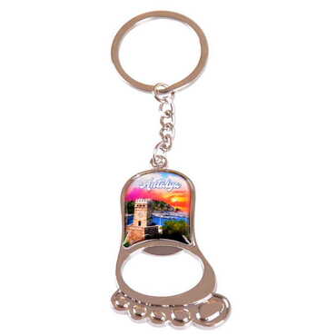 Myros - Antalya Themed Metal Foot Shaped Opener Keychain 37x118 mm