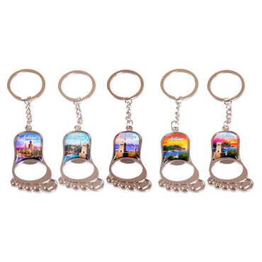 Antalya Themed Metal Foot Shaped Opener Keychain 37x118 mm - 2