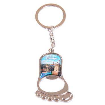 Antalya Themed Metal Foot Shaped Opener Keychain 37x118 mm - 6