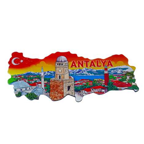Antalya Themed Metallic Map Refrigerator Magnet - 9