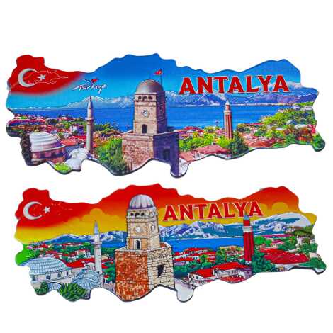 Antalya Themed Metallic Map Refrigerator Magnet - 2