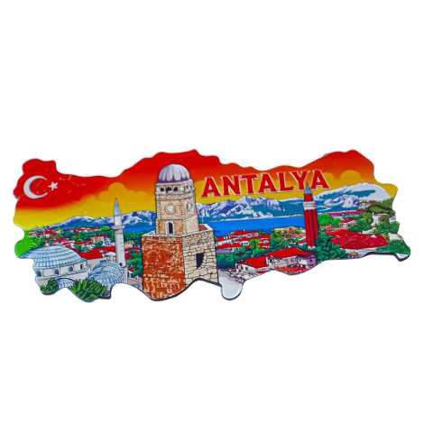 Antalya Themed Metallic Map Refrigerator Magnet - 3