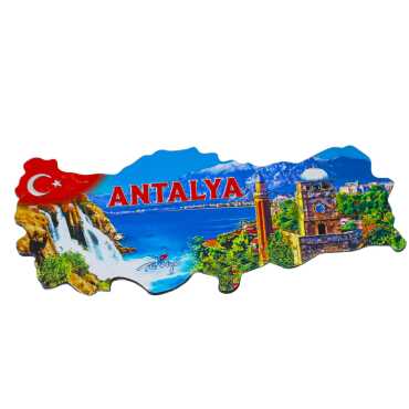 Antalya Themed Metallic Map Refrigerator Magnet - 4