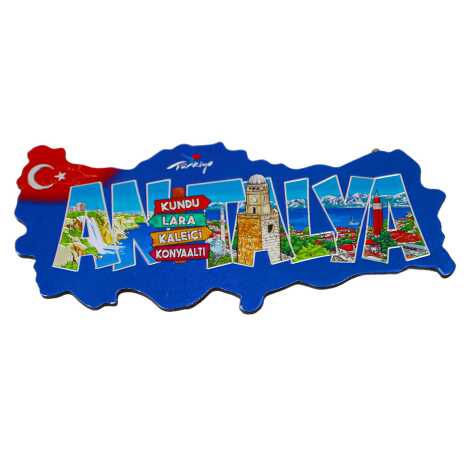 Antalya Themed Metallic Map Refrigerator Magnet - 5